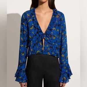 NWT FAITHFULL THE BRAND MONTENEGRO TOP EL LIMÓN FLORAL BLUE US 8/ L